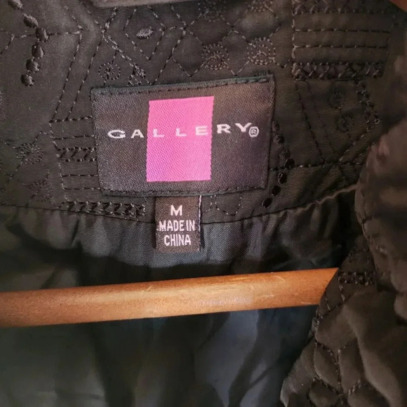 Gallery Zip up Jacket Women Medium Dark Brown Embroidered All Over Long Sleeve - Picture 5 of 8